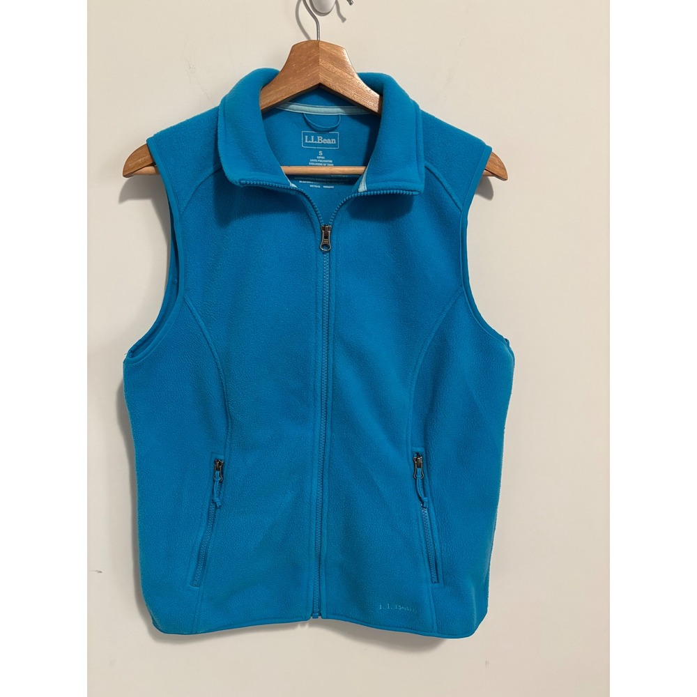 LL Bean Womens Polartec small Fleece Vest Cyan Blue Full Zip gorpcore